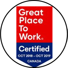 Great Place to Work Certified – Canada (Oct 2018 – Oct 2019) Great Place to Work Certified badge for Canada, October 2018 to October 2019