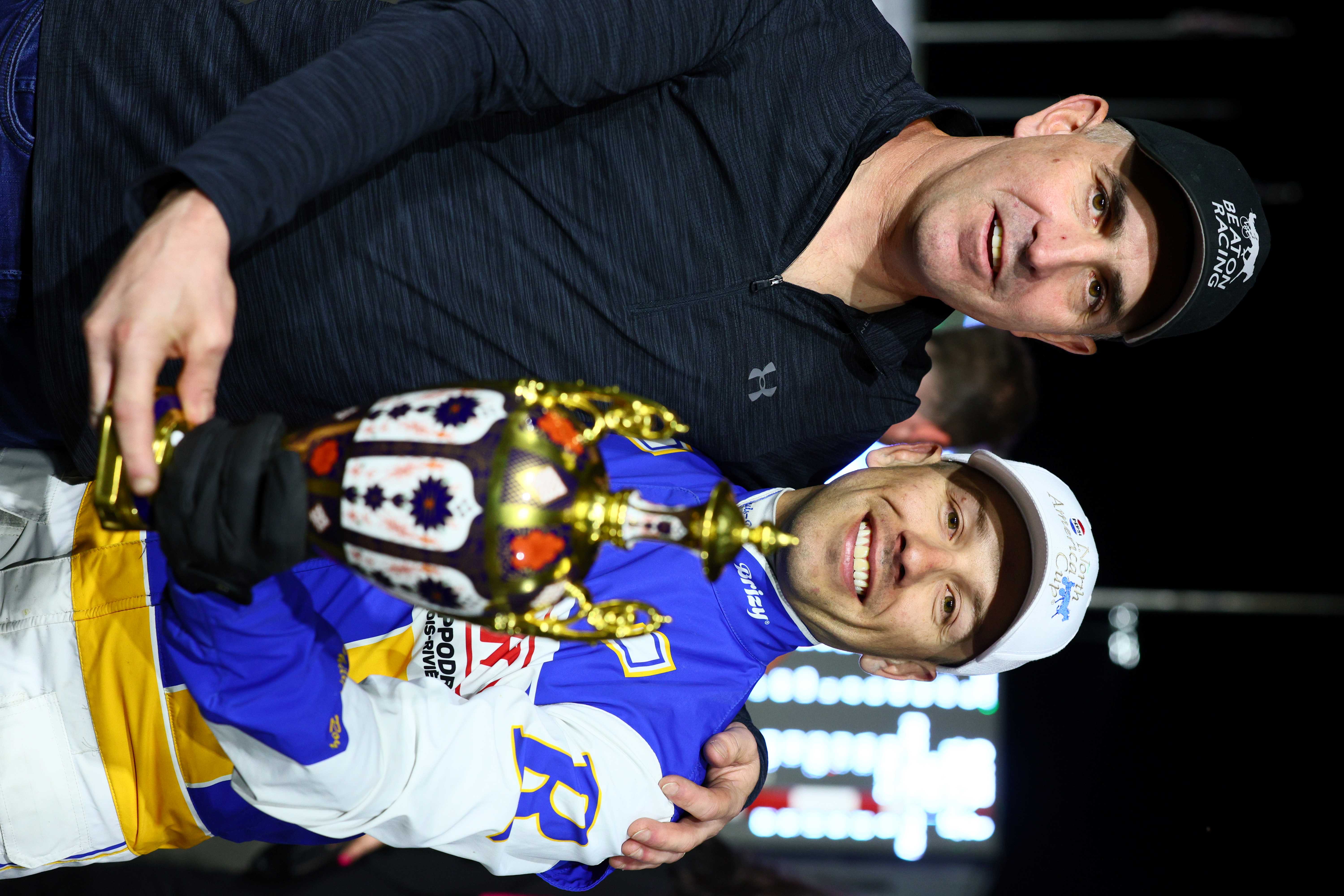 Louis-Philippe Roy and Tony Beaton in the winner's circle for the 41st Pepsi North America Cup on June 15, 2024 at Woodbine Mohawk Park (New Image Media)